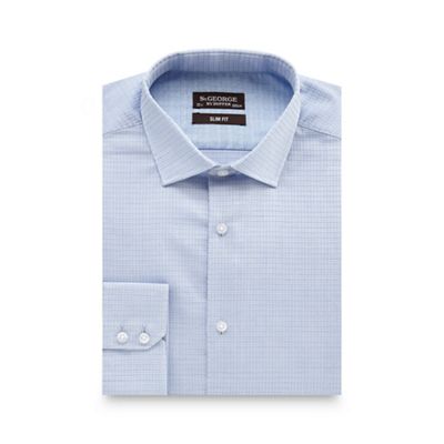 St George by Duffer Light blue textured slim fit shirt